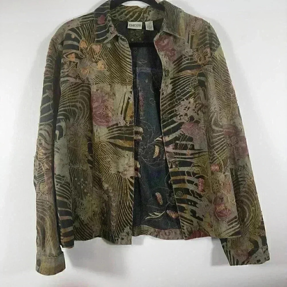 Chico's Jackets & Blazers - Chico’s Fashion Floral Retro Rhinestone Women Jean Jacket Size Medium Chico’s 2